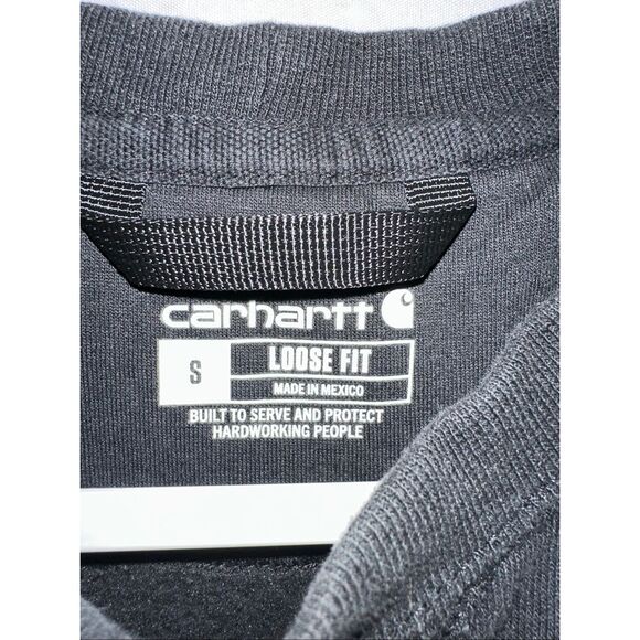 Carhartt Loose Fit Midweight Black Crewneck Pocket Sweatshirt Men’s Small - Picture 5 of 9